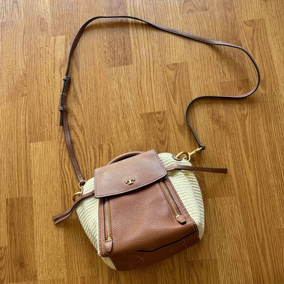 Tory Burch Half-Moon Straw Crossbody Bag - Picture 2 of 12